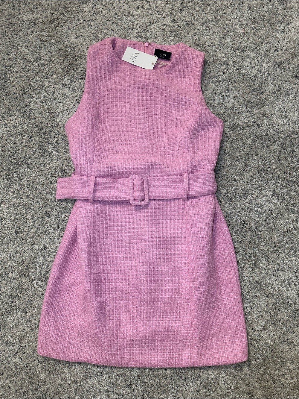 Vici Pink Textured Mini Dress with Belt